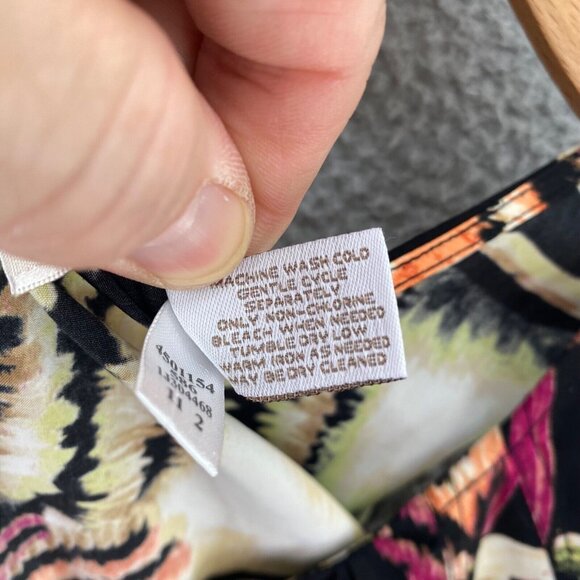 Chicos Top Womens 1 US Medium Multicolor Sleeveless Ruched Neck Blouse Casual - Picture 6 of 10